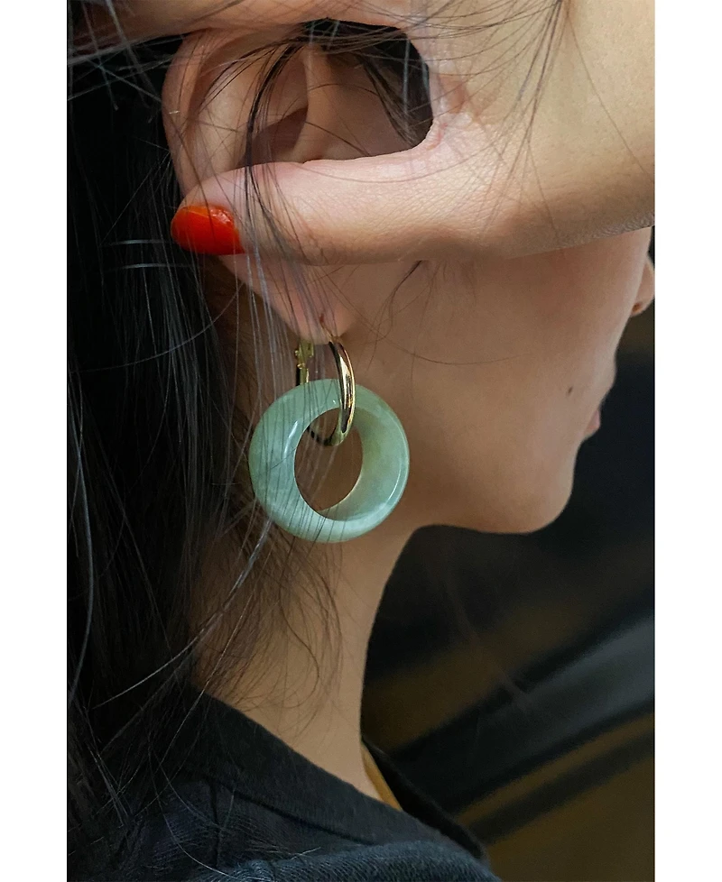 Amelie — Single Hoop Green Stone Earring