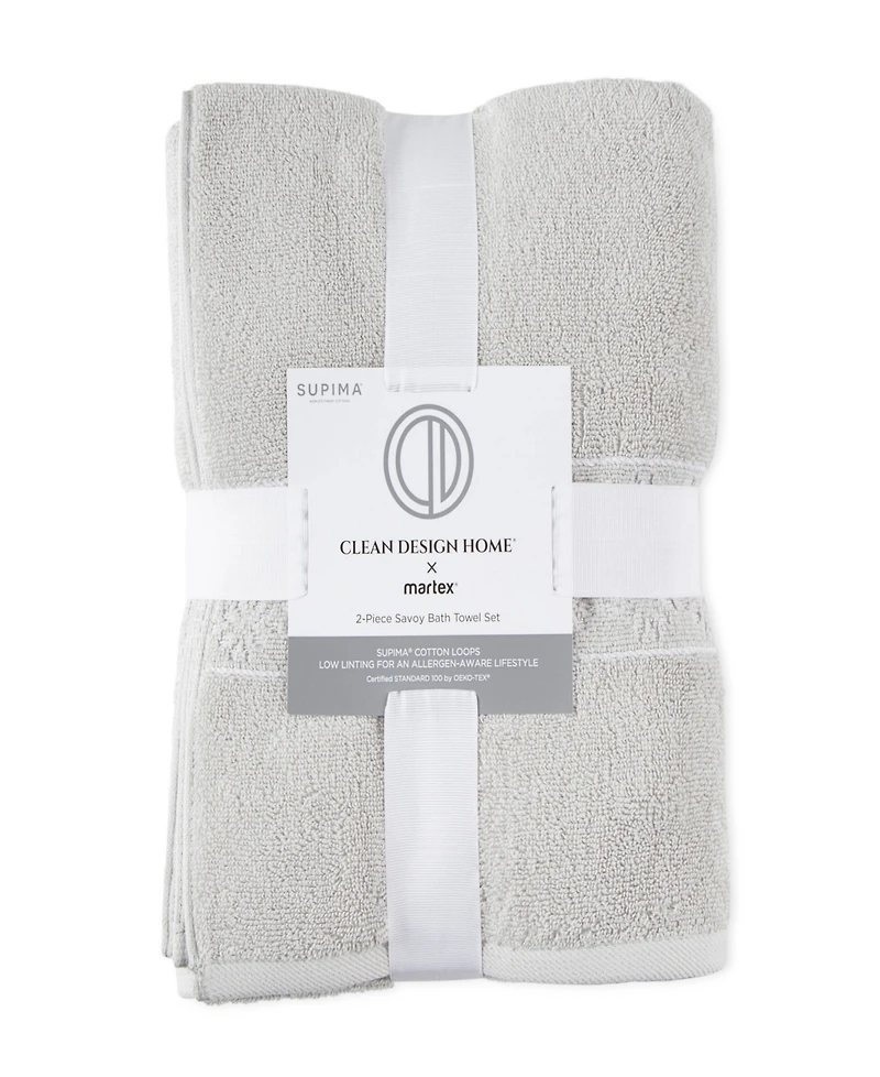 Clean Design Home x Martex Allergen-Resistant Savoy 2 Pack Bath Towel Set