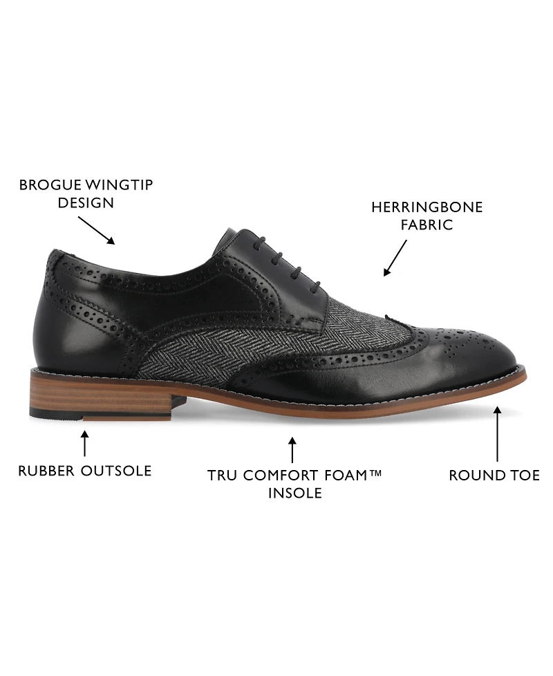 Thomas & Vine Men's Filmore Tru Comfort Foam Wingtip Dress Shoes