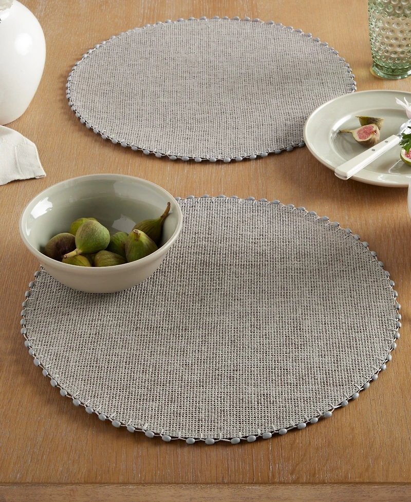 Martha Stewart Woven Water Resistant Lindos Placemat Set of 6, 15" Round