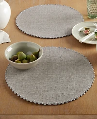 Martha Stewart Woven Water Resistant Lindos Placemat Set of 6, 15" Round