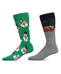 MeMoi Men's Christmas Holiday Pair Novelty Socks, Pack of 2