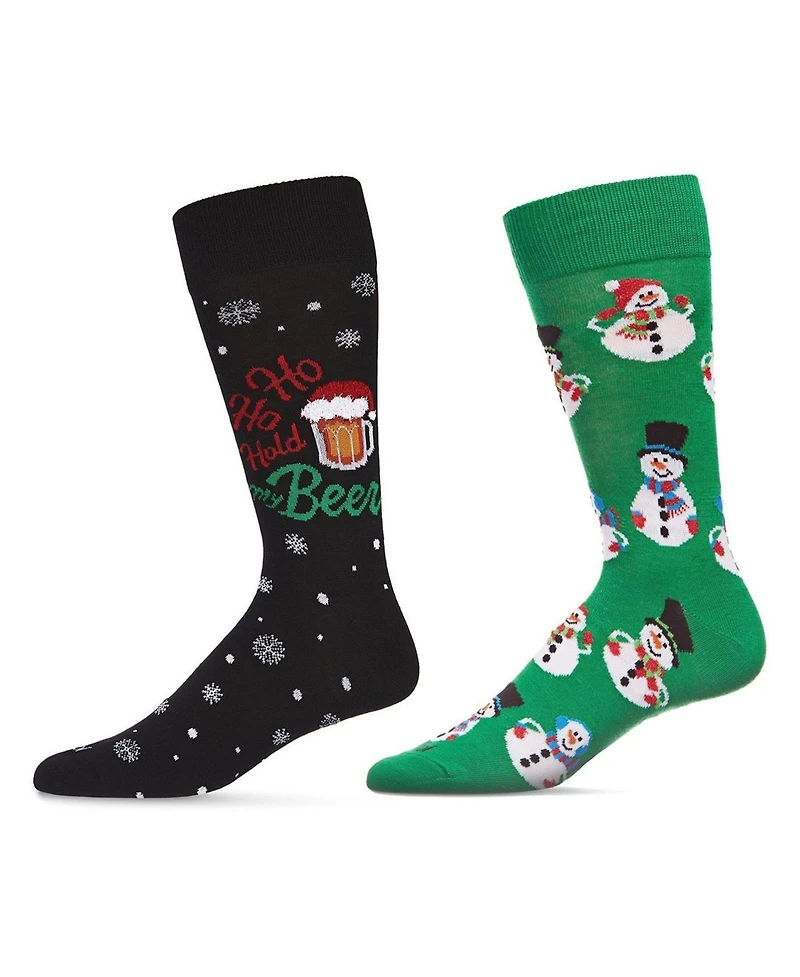 MeMoi Men's Christmas Holiday Pair Novelty Socks, Pack of 2