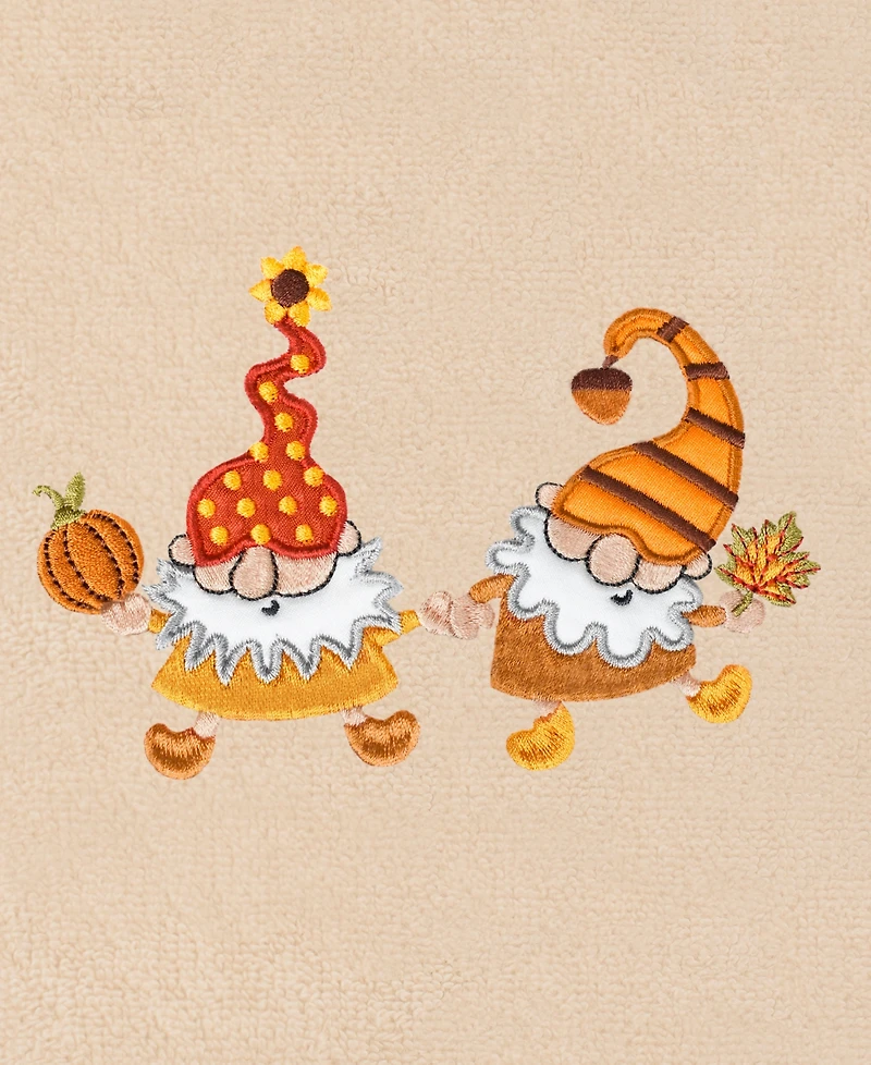 Linum Home Textiles Autumn Gnomes Embroidered Luxury 100% Turkish Cotton Hand Towels Set, 2 Piece