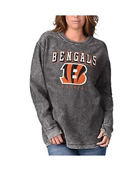 Women's G-iii 4Her by Carl Banks Black Cincinnati Bengals Comfy Cord Pullover Sweatshirt