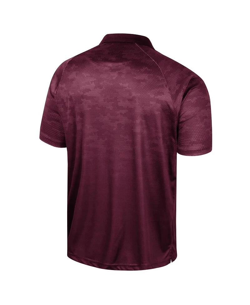 Men's Colosseum Maroon Mississippi State Bulldogs Honeycomb Raglan Polo Shirt