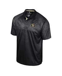 Men's Colosseum Black Colorado Buffaloes Honeycomb Raglan Polo Shirt