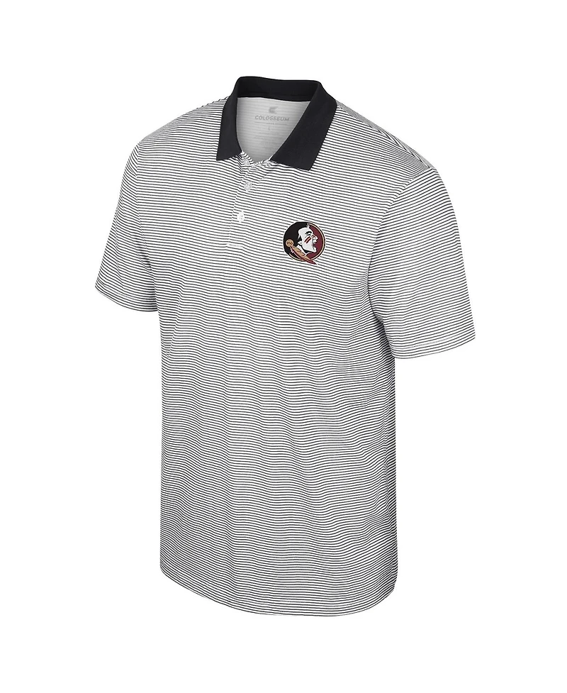 Men's Colosseum White, Black Florida State Seminoles Print Stripe Polo Shirt