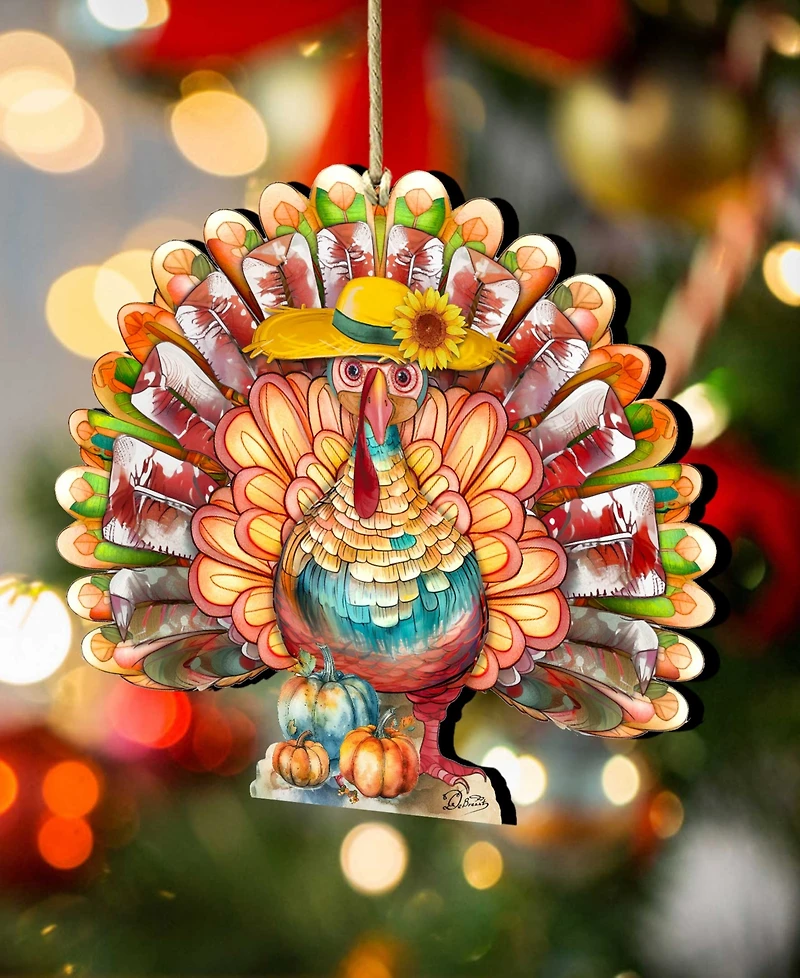 Designocracy Holiday Wooden Ornaments Thanksgiving Turkey Home Decor G. DeBrekht