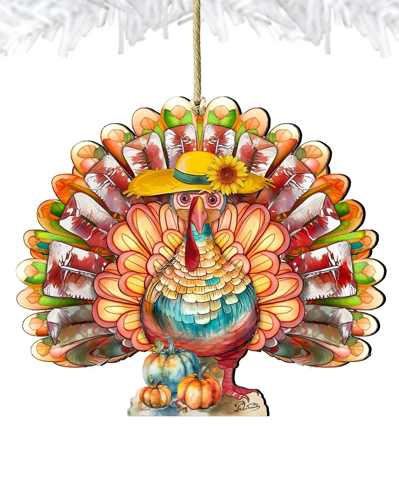 Designocracy Holiday Wooden Ornaments Thanksgiving Turkey Home Decor G. DeBrekht