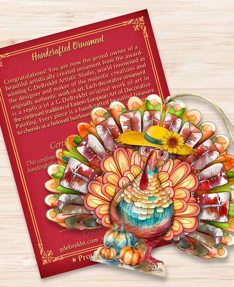 Designocracy Holiday Wooden Ornaments Thanksgiving Turkey Home Decor G. DeBrekht