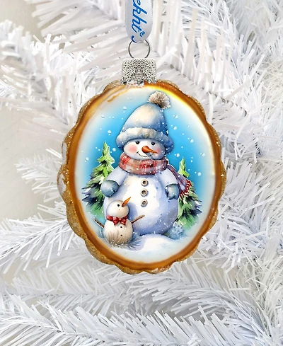 Designocracy Snowman's Family Keepsake Christmas Mercury Glass Ornaments G. DeBrekht