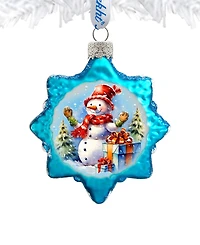 Designocracy Snowman Gift Keepsake Holiday Mercury Glass Ornaments G. DeBrekht
