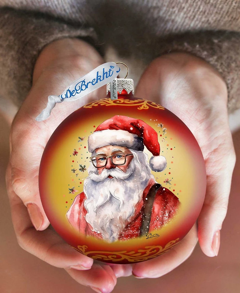 Designocracy Jolly Santa Claus Ball Holiday Mercury Glass Ornaments G. DeBrekht