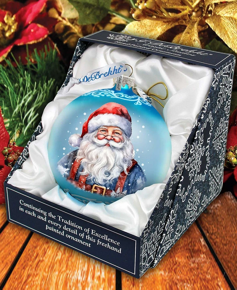 Designocracy Santa's Magical Presence Ball Christmas Mercury Glass Ornaments G. DeBrekht