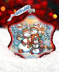 Designocracy Cheerful Snowmen Snowflake Mercury Christmas Glass Ornaments G. DeBrekht