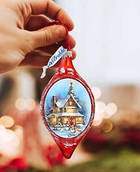 Designocracy Christmas Cottage Drop Holiday Mercury Glass Ornaments G. DeBrekht