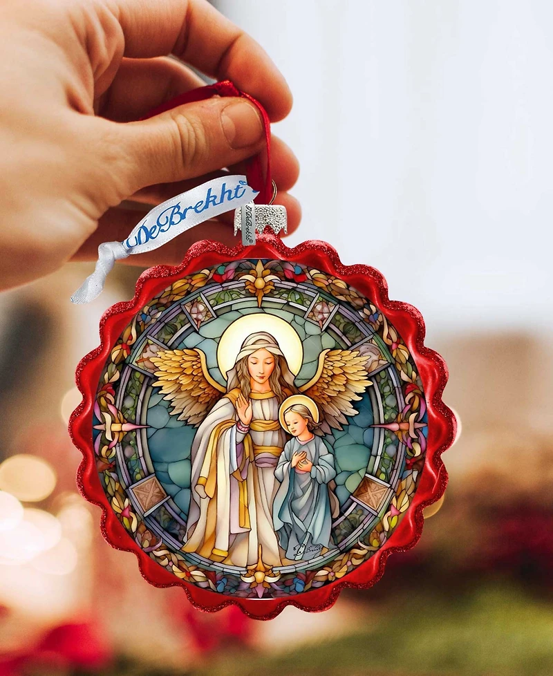 Designocracy Guardian Angel Wreath Mercury Christmas Glass Ornaments G. DeBrekht