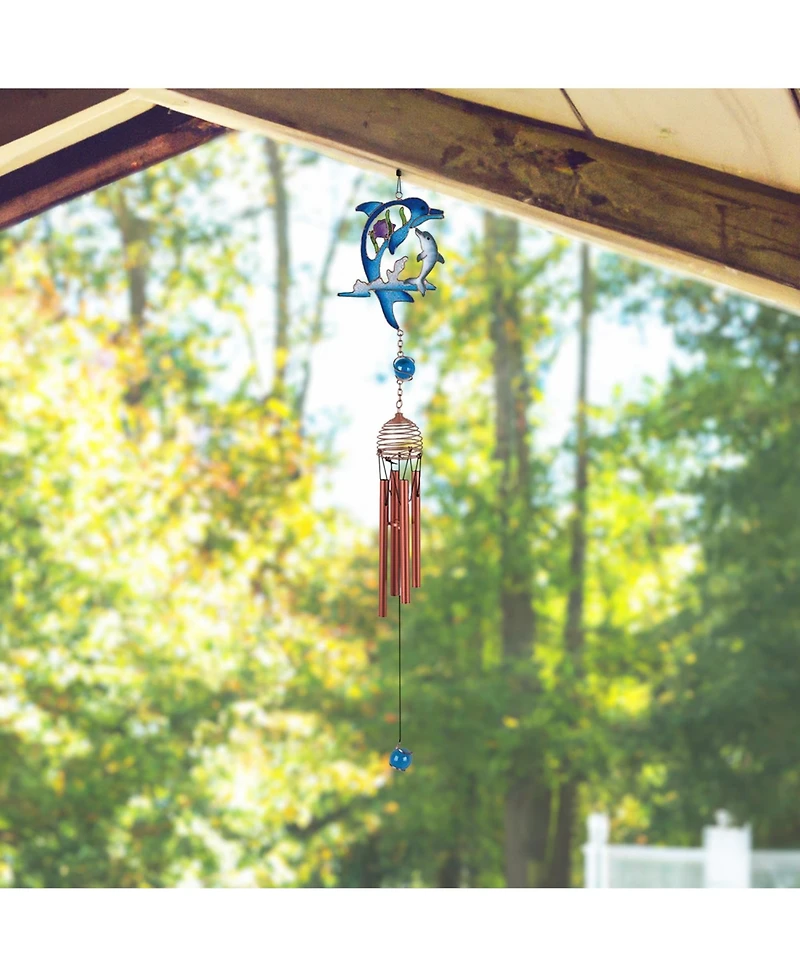 22" Long Dolphin Wind Chime with Copper Gem