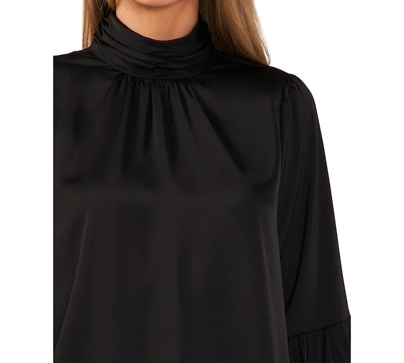 CeCe Women's Blouson-Sleeve Mock-Neck Blouse