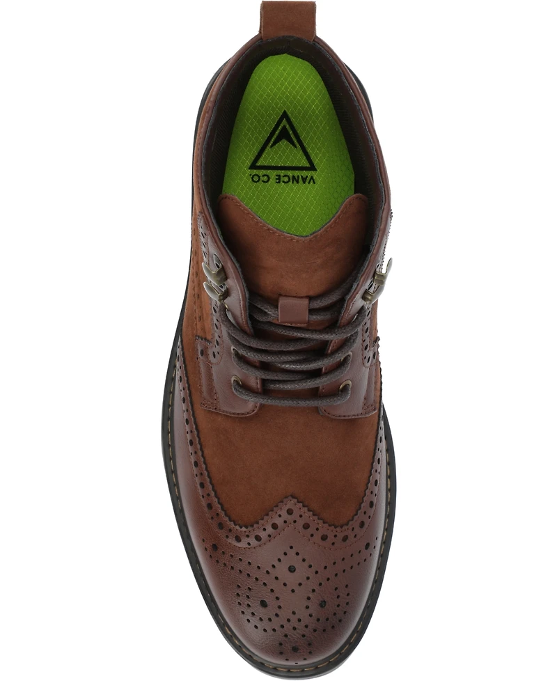 Vance Co. Men's Virgil Tru Comfort Foam Wingtip Lace-Up Ankle Boots