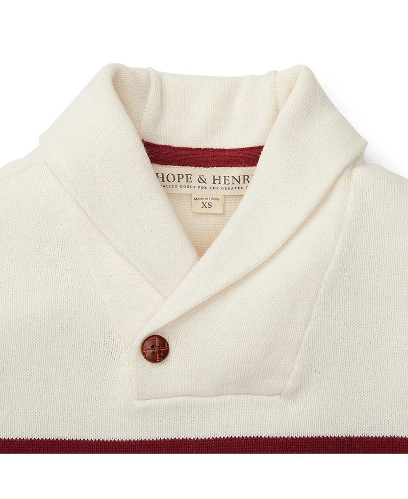 Hope & Henry Boys Organic Long Sleeve Striped Shawl Collar Sweater