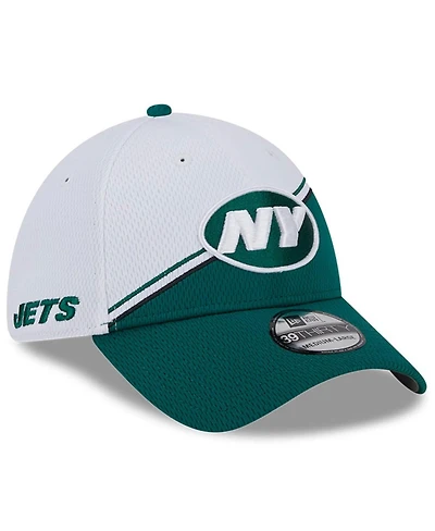 Men's New Era White, Green York Jets 2023 Nfl Sideline 39THIRTY Flex Hat