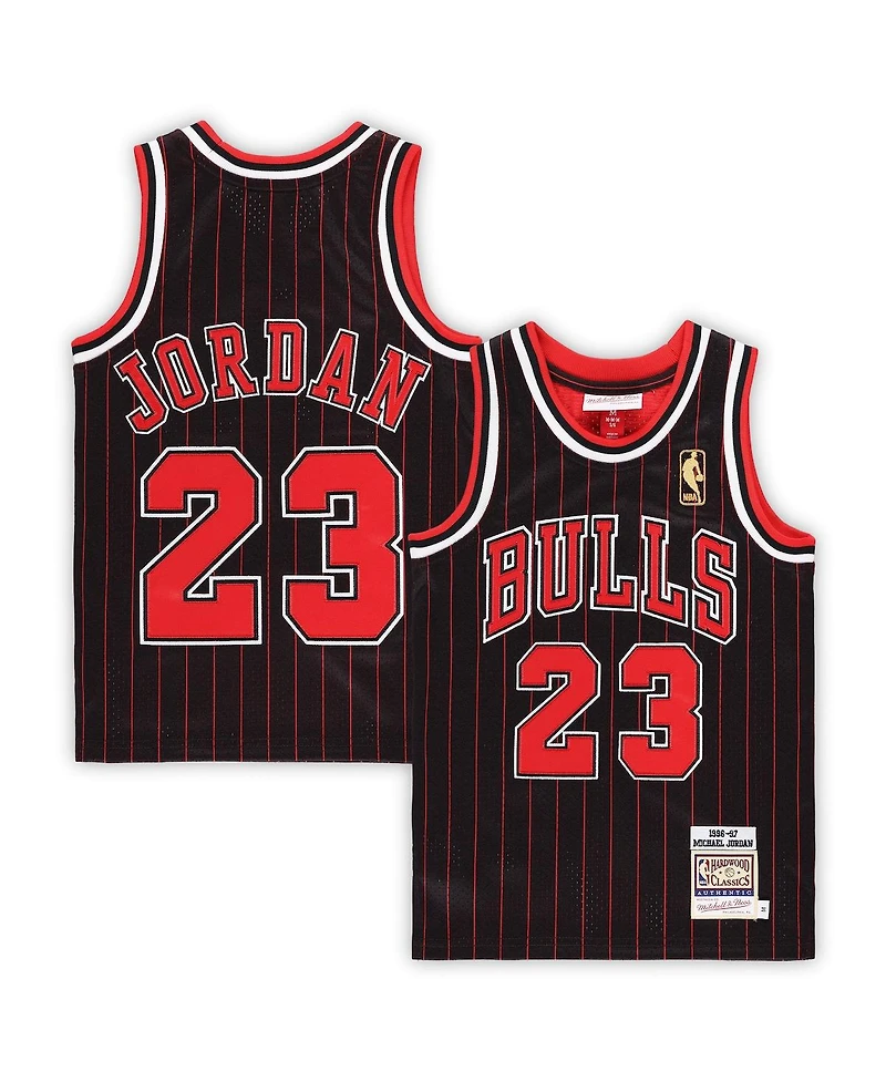 Preschool Boys and Girls Mitchell & Ness Michael Jordan Black Chicago Bulls 1996/97 Hardwood Classics Authentic Jersey