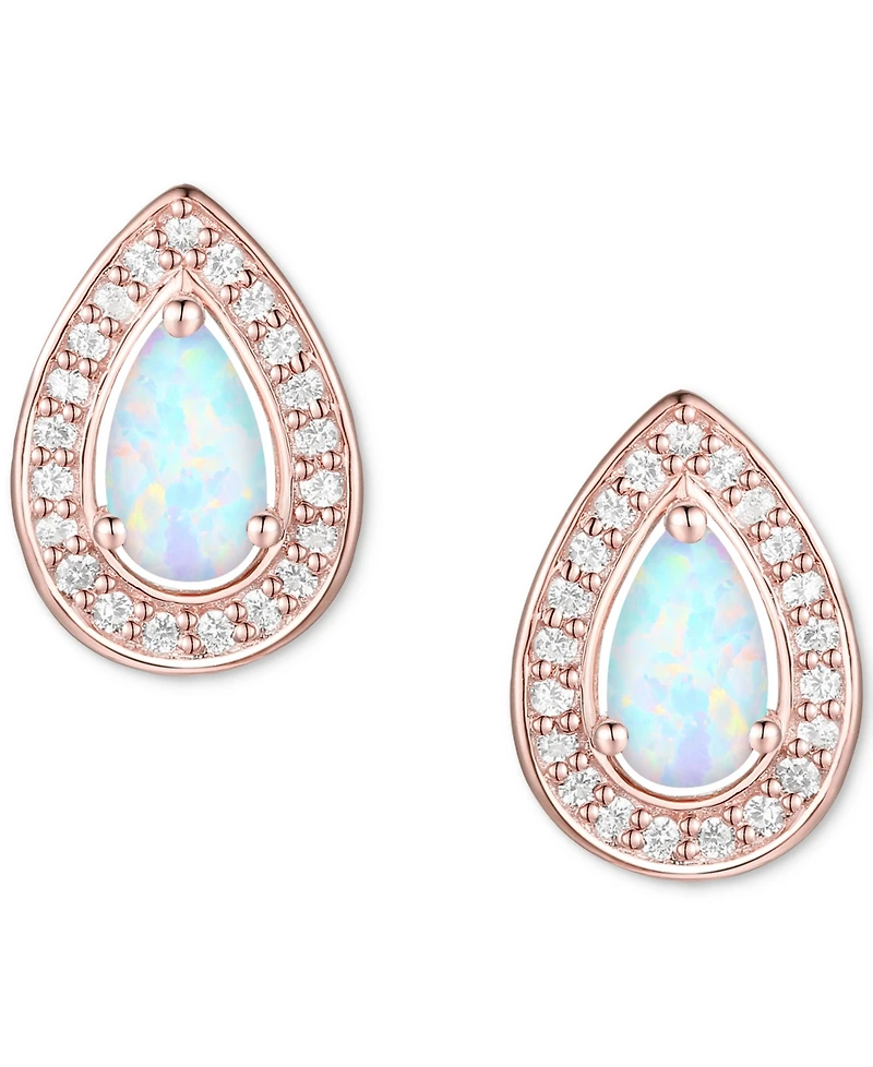 Amethyst (5/8 ct. t.w.) & Lab-Grown White Sapphire (1/6 Pear Halo Stud Earrings Sterling Silver (Also Additional Gemstones)