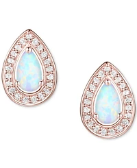 Amethyst (5/8 ct. t.w.) & Lab-Grown White Sapphire (1/6 Pear Halo Stud Earrings Sterling Silver (Also Additional Gemstones)