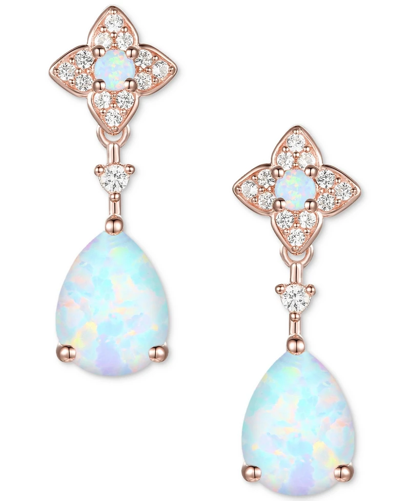 Lab-Grown Opal (1/2 ct. t.w.) & White Sapphire (1/10 14k Rose Gold-Plated Sterling Silver (Also Ruby S