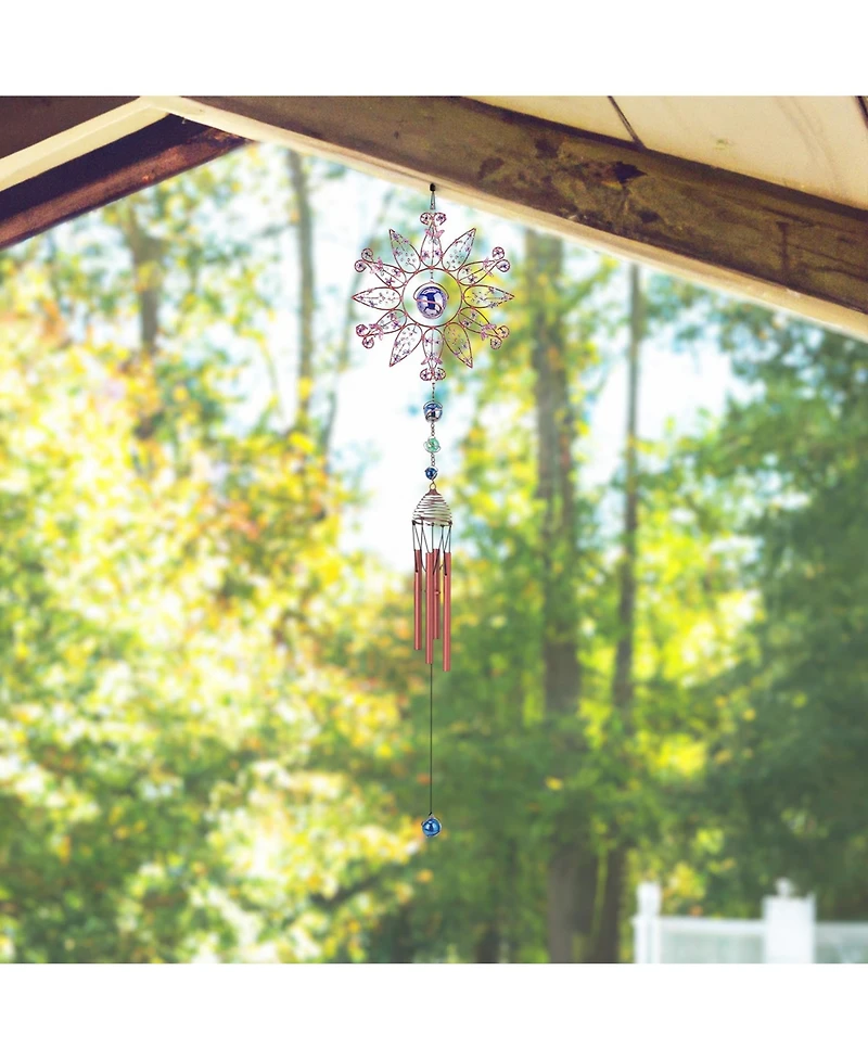 Fc Design 35" Long Sunflower Wind Chime with Copper Gem Home Decor Perfect Gift for House Warming, Holidays and Birthdays