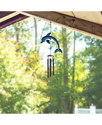 35" Long Black Gem Dolphin Wind Chime Marine Life