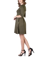 24seven Comfort Apparel Women's Three Quarter Sleeve Mini Dress