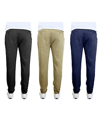 Galaxy By Harvic Men's Slim Fit Basic Stretch Twill Joggers, Pack of 3