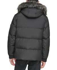 Marc New York Men's Nisko Short Channel Quilted Puffer Jacket with Faux Fur Hood