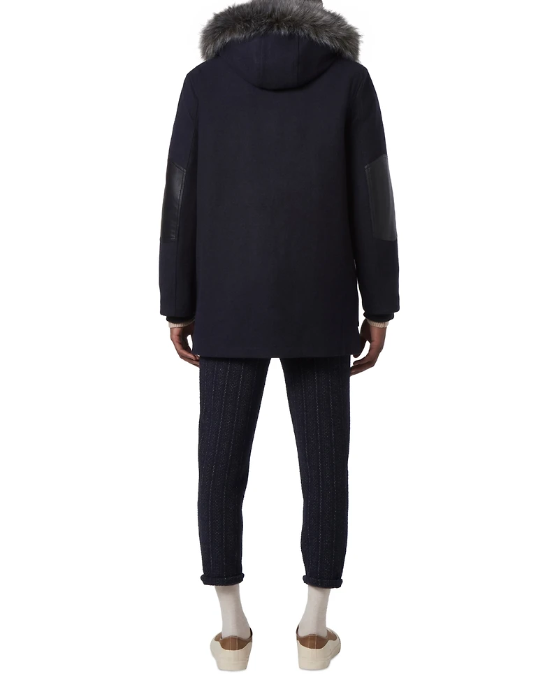 Marc New York Men's Dawson Hooded Parka with Faux-Leather & Faux-Fur Trim