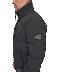 Marc New York Men's Sideling Stretch Crinkle Down Color Block Bomber Jacket