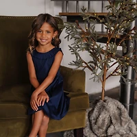 Hope & Henry Big Girls Sleeveless Pleated Collar Sateen Party Dress