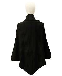 Michael Kors Women's Wide-Rib Button Turtleneck Poncho