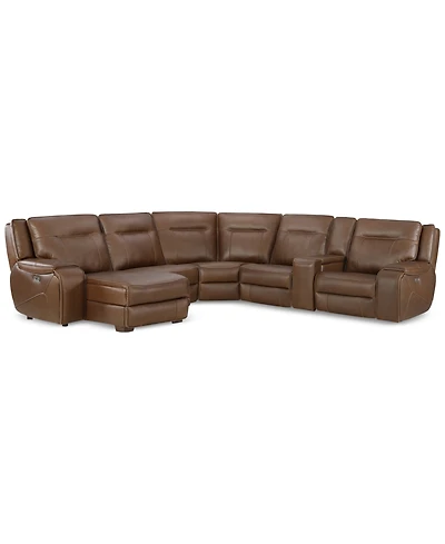 Closeout! Hansley 6-Pc Zero Gravity Leather Sectional with Power Recliner and Chaise, Created for Macy's