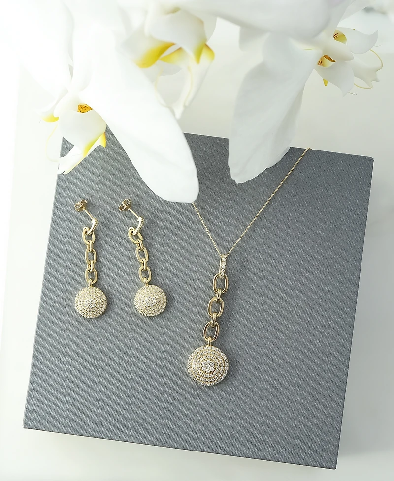 Wrapped in Love Diamond Circle Cluster Chain Drop Earrings (3/4 ct. t.w.) in 14k Gold, Created for Macy's