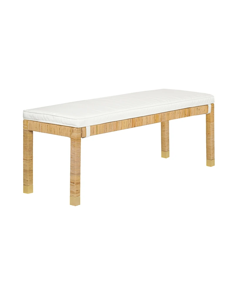 Tov Furniture 1 Piece Rattan Brass-Capped Legs Bench