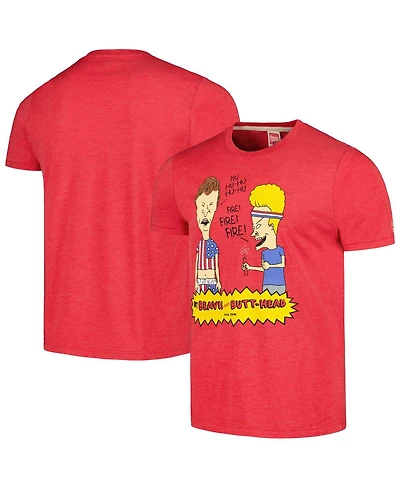 Men's and Women's Homage Red Beavis and Butt-Head Tri-Blend T-shirt