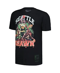 Men's Mitchell & Ness Shawn Kemp Black Seattle SuperSonics Hardwood Classics Bling Concert Player T-shirt