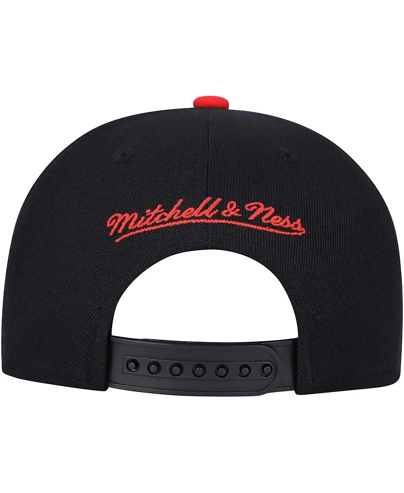 Big Boys and Girls Mitchell & Ness Black, Red Philadelphia 76ers Two-Tone Snapback Hat