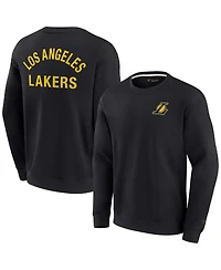 Men's and Women's Fanatics Signature Black Los Angeles Lakers Super Soft Fleece Oversize Arch Crew Pullover Sweatshirt