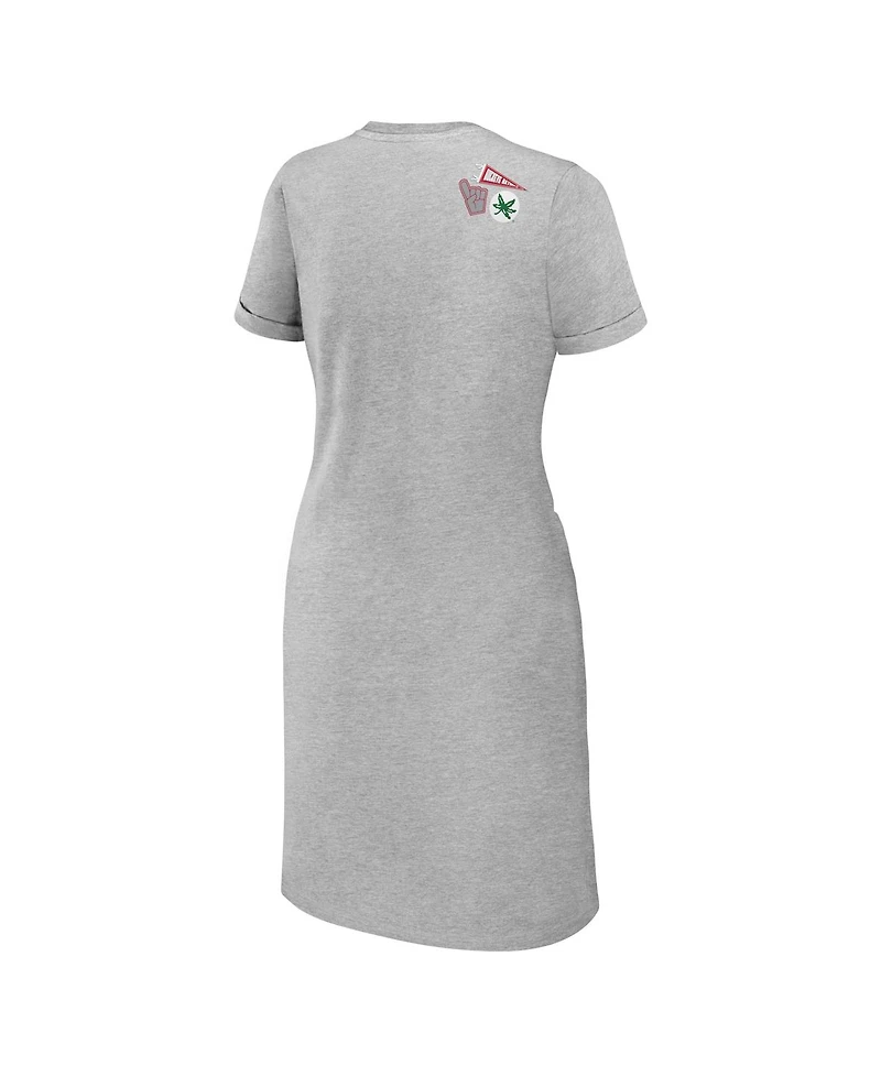 Women's Wear by Erin Andrews Heather Gray Ohio State Buckeyes Knotted T-shirt Dress