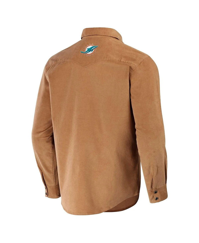 Men's Nfl x Darius Rucker Collection by Fanatics Orange Miami Dolphins Western Button-Up Shirt