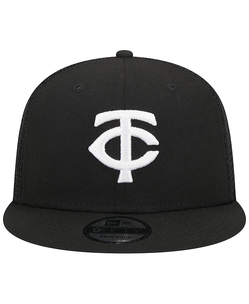 Men's New Era Black Minnesota Twins Trucker 9FIFTY Snapback Hat